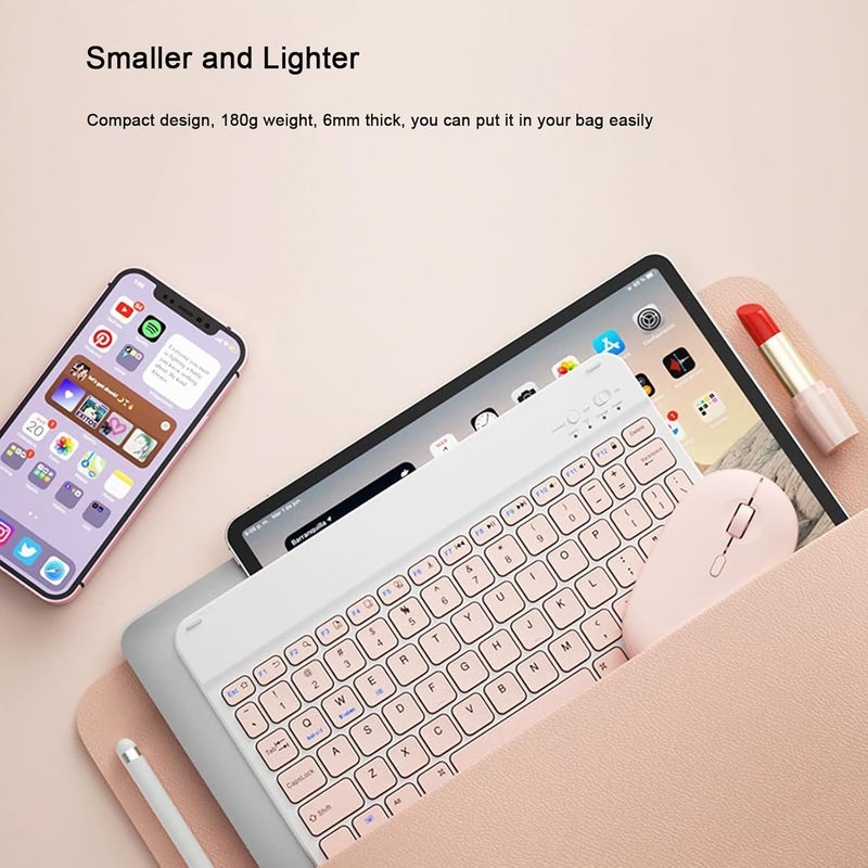LOOBOAKY Bluetooth Keyboard Compatible with iPad 10th Generation, Rechargeable Portable 10 inch Wireless Keyboard for iPhone, iPad mini, Samsung Tablets Keyboards Ultra-Slim, Travel Office Computer Accessories - Image 4